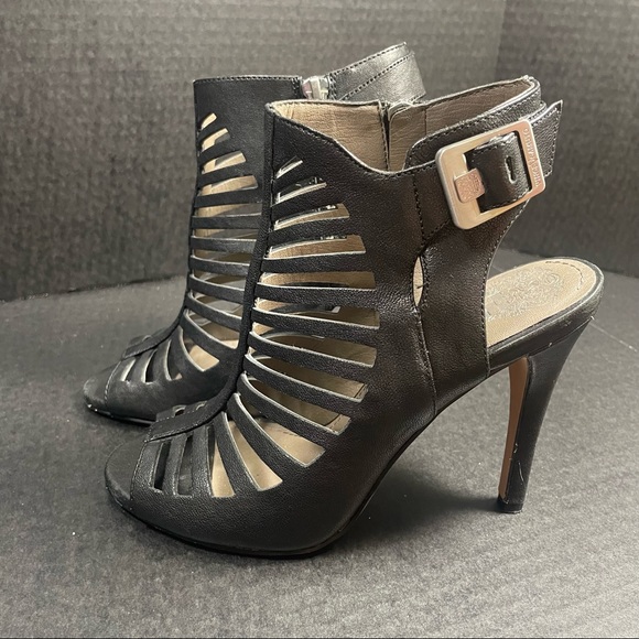 Vince Camuto Open Toe Heeled Gladiator Buckle/Zipper Ankle booties 5.5M Like New - Picture 3 of 14